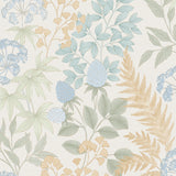 Gilded Bloom Cream Ground floral wallpaper roll and room view