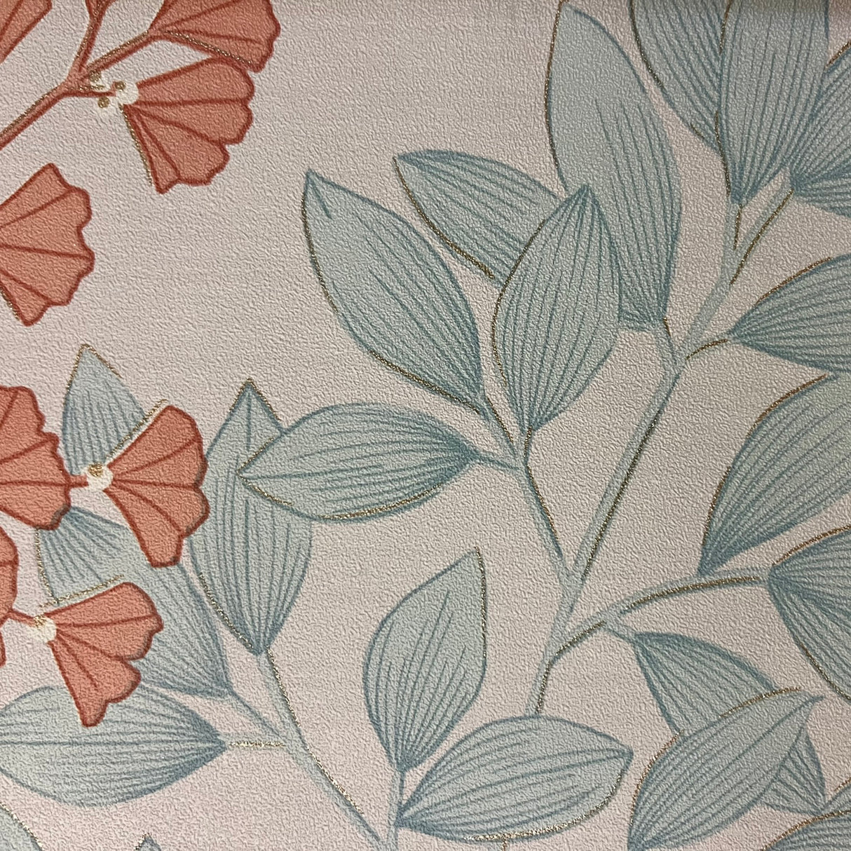 Gilded Bloom Red on White Ground by — Floral Wallpaper – Veer Decor 8195-AE4