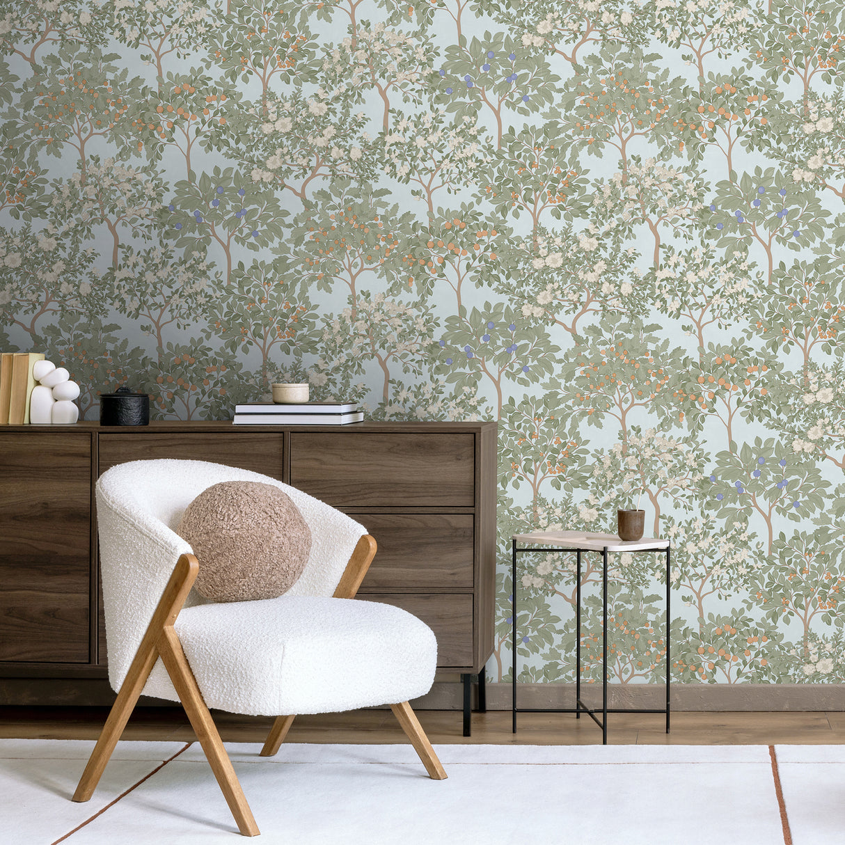 Arbor Serenade Blue by Veer Decor Botanical Wallpaper – Veer Decor 8195-AF1