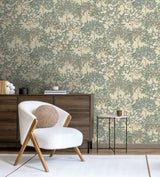 Arbor Serenade Green on Yellow Ground by  Wallpaper – Veer Decor 8195-AF2