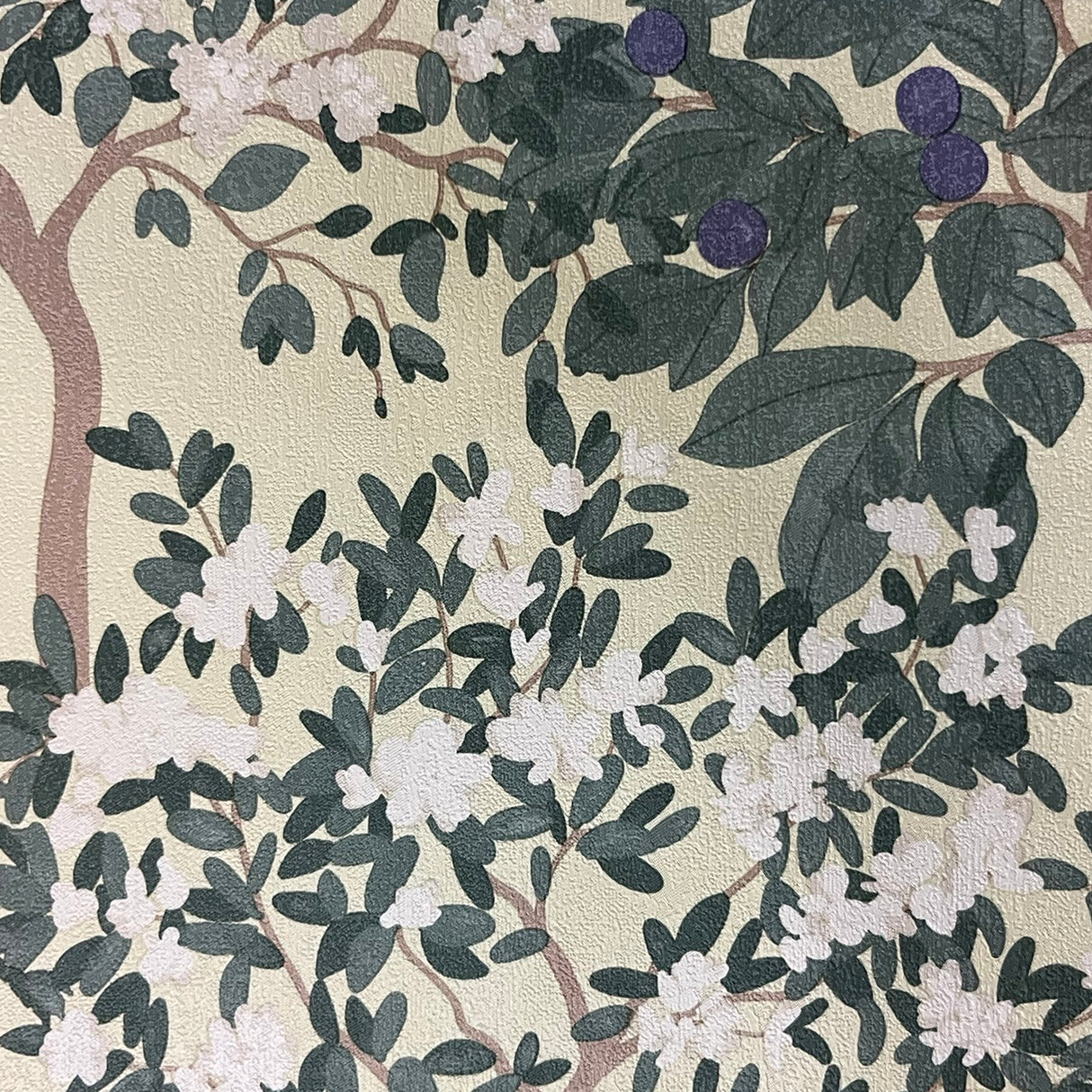 Arbor Serenade Green on Yellow Ground by  Wallpaper – Veer Decor 8195-AF2