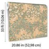 Arbor Serenade Green on Orange by Veer Decor Wallpaper – Veer Decor 8195-AF3