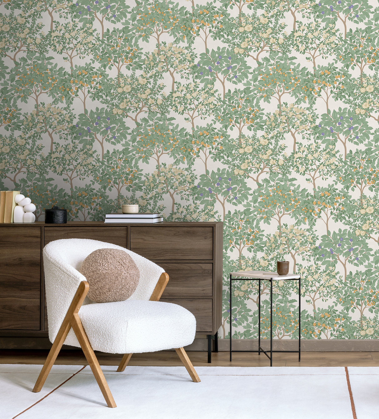 Arbor Serenade Cream by Veer Decor Botanical Trees Wallpaper – Veer Decor 8195-AF4