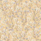 Blossom Branches Yellow floral wallpaper roll and pattern close-ups