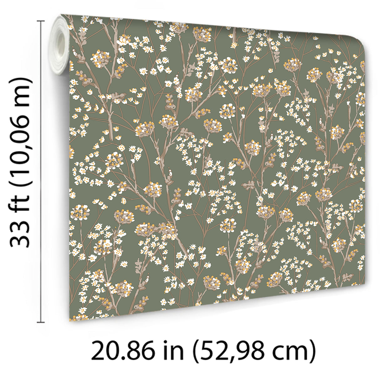 Blossom Branches Olive by Veer Decor Floral Wallpaper – Veer Decor 8195-AG2