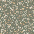 Blossom Branches Olive wallpaper sample with floral branches on sage background