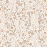 Blossom Branches Grey Beige floral wallpaper roll and room view