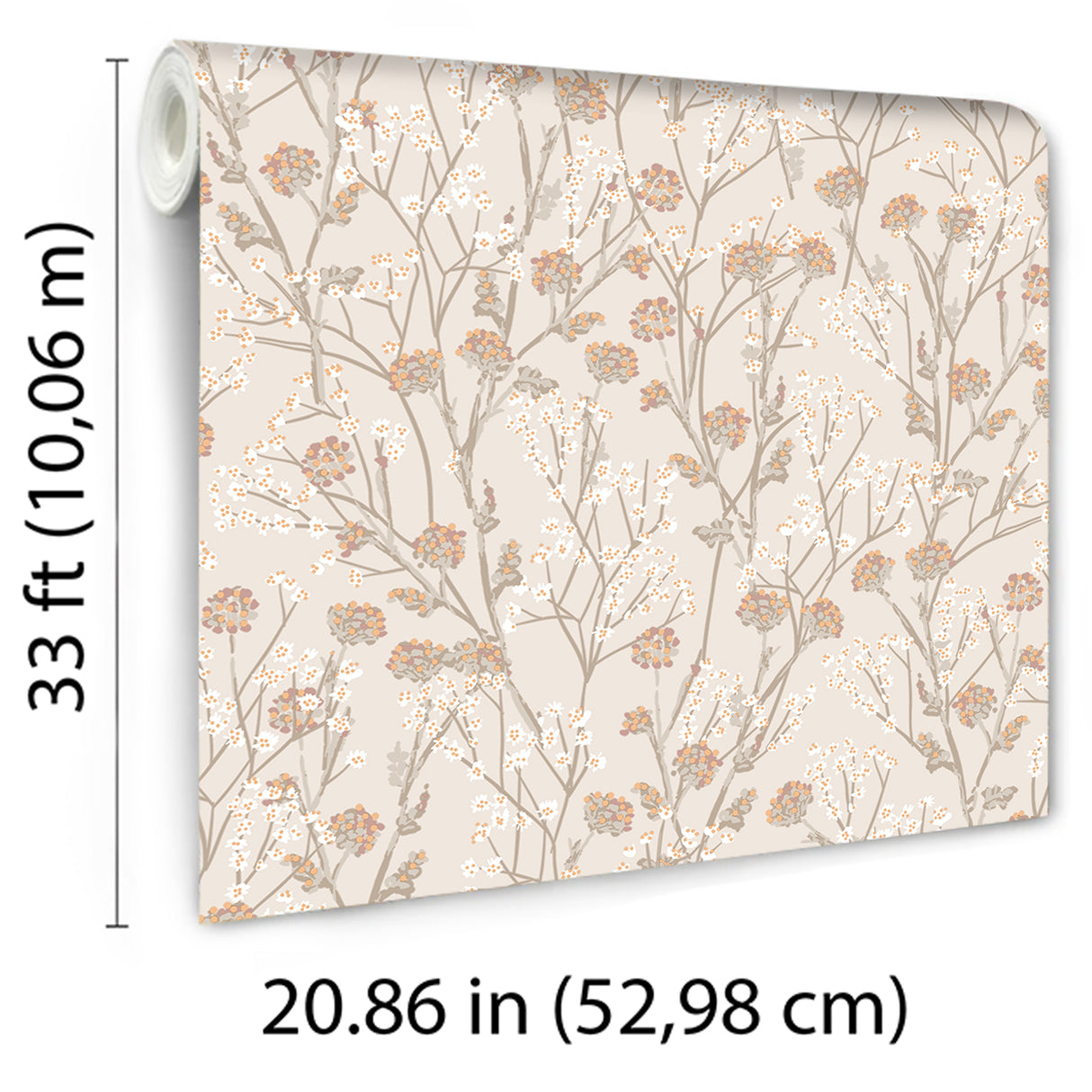 Blossom Branches Grey Beige by Veer Decor Floral Wallpaper – Veer Decor 8195-AG3