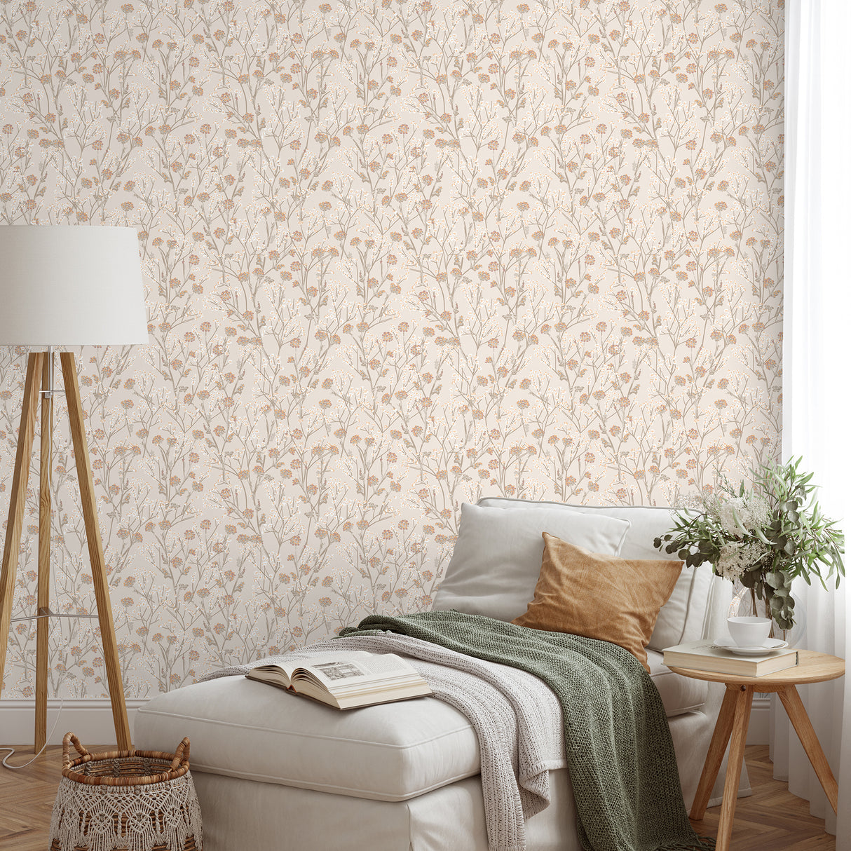 Blossom Branches Grey Beige by Veer Decor Floral Wallpaper – Veer Decor 8195-AG3