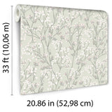 Blossom Branches Grey Green by — Floral Wallpaper – Veer Decor 8195-AG4