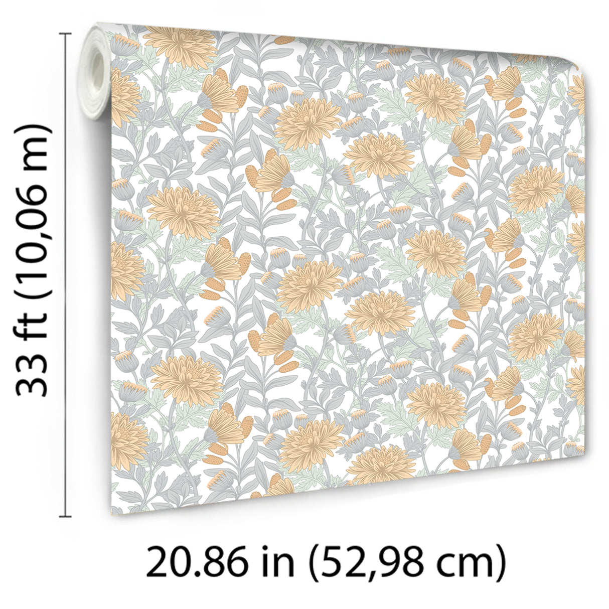 Floral Sonata Yellow and Grey by Veer Decor Floral Wallpaper – 8195-AH1