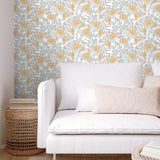 Floral Sonata Yellow and Grey by Veer Decor Floral Wallpaper – 8195-AH1