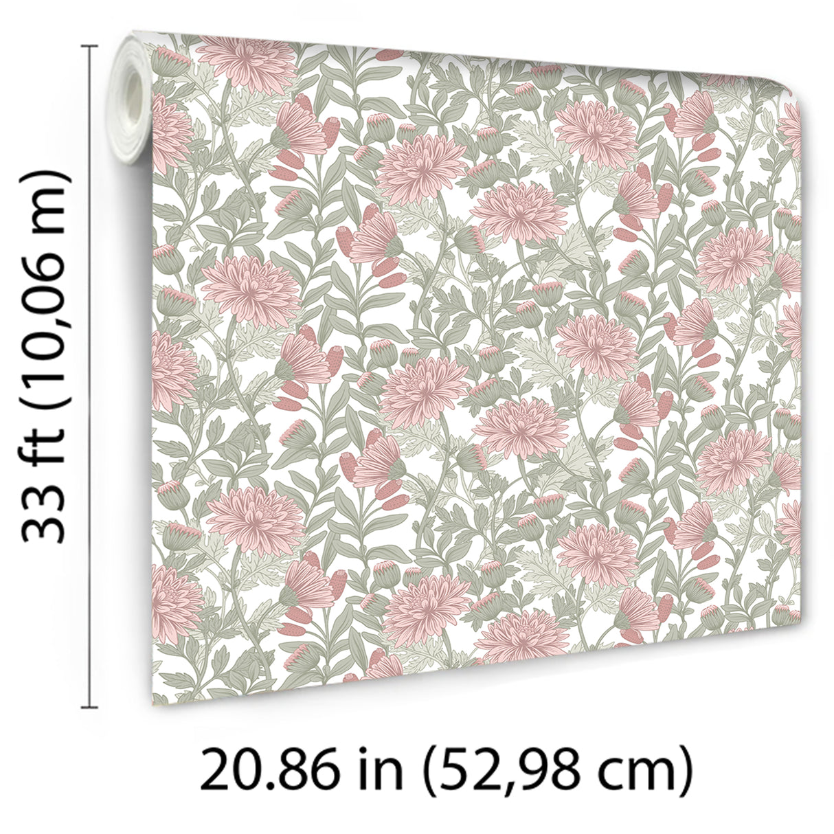 Floral Sonata Pink and Green by Veer Decor Floral Wallpaper – Veer Decor 8195-AH2