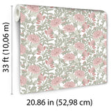 Floral Sonata Pink and Green by Veer Decor Floral Wallpaper – Veer Decor 8195-AH2