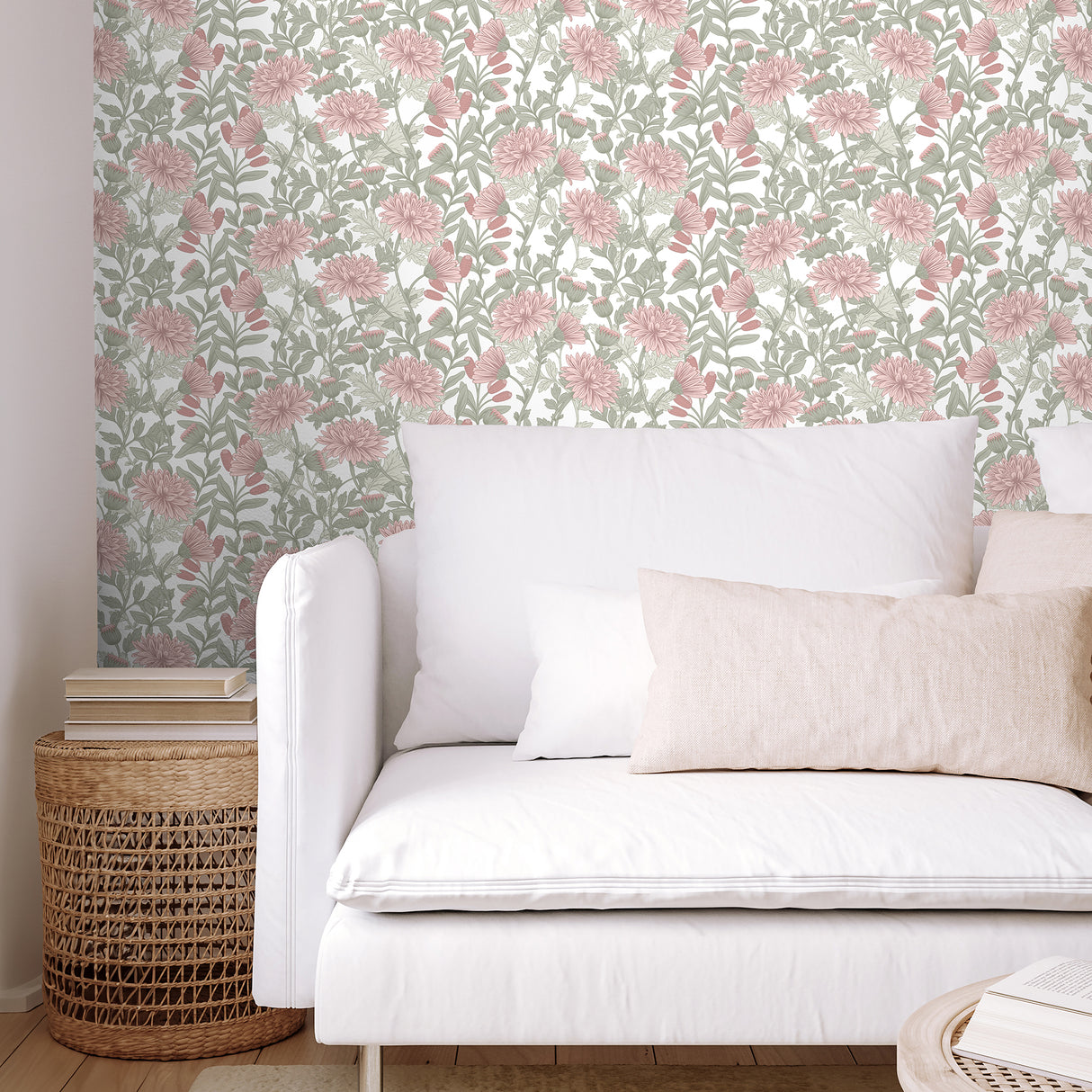 Floral Sonata Pink and Green by Veer Decor Floral Wallpaper – Veer Decor 8195-AH2