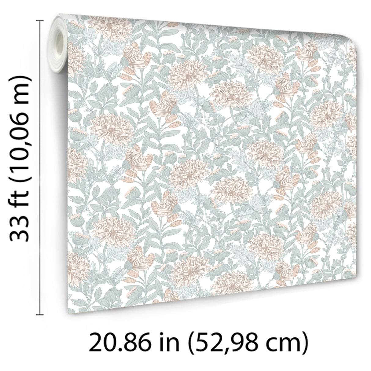 Floral Sonata Beige and Green by — Floral Wallpaper – Veer Decor 8195-AH3