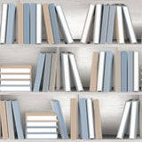 Nook Book Blue bookshelf novelty wallpaper roll and room scene