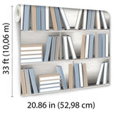 Nook Book Blue by Veer Decor Novelty Bookshelf Wallpaper – Veer Decor 8196-AB1