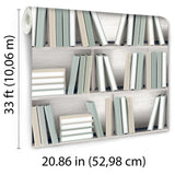 Nook Book Green by  Whimsical Bookshelf Wallpaper – Veer Decor 8196-AB3