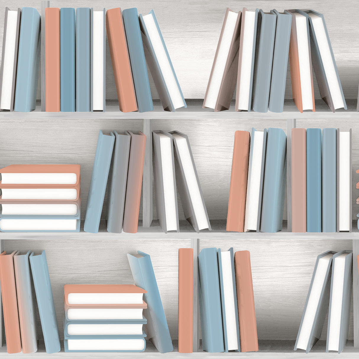 Nook Book Multi Color bookshelf pattern wallpaper roll by Veer Decor, 20.86 in x 33 ft
