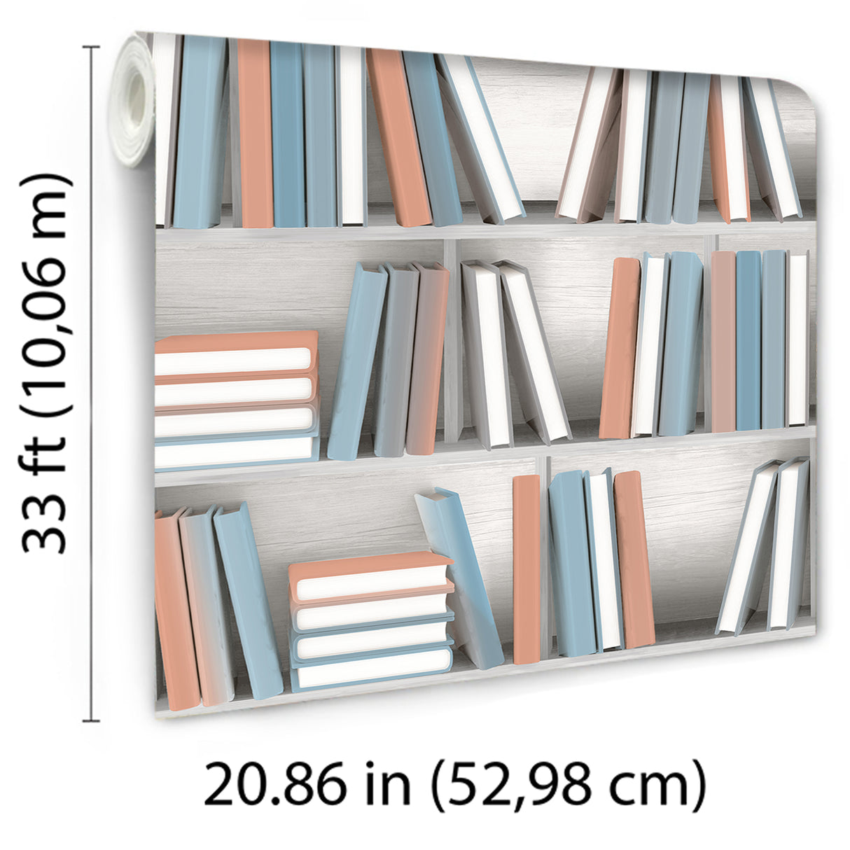 Nook Book Multi Color by Veer Decor Novelty Bookshelf Wallpaper – Veer Decor 8196-AB4