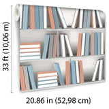 Nook Book Multi Color by Veer Decor Novelty Bookshelf Wallpaper – Veer Decor 8196-AB4