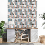 Nook Book Multi Color by Veer Decor Novelty Bookshelf Wallpaper – Veer Decor 8196-AB4