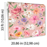 Floral Fantasia Pink by Veer Decor Floral Wallpaper – Veer Decor 8196-AC2
