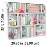 Blossom Shelves Blue by Veer Decor Novelty Bookshelf Wallpaper – Veer Decor 8196-AE1