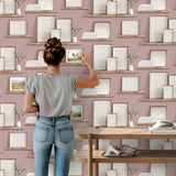 Frame Shelves Pink by Veer Decor Novelty Wallpaper – 8196-AG2