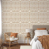 Lattice Rattan Panels Beige by Veer Decor Non-Woven Unpasted Wallpaper – Veer Decor 8196-AH2