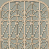 Lattice Rattan Panels Grey wallpaper with arched rattan trellis motif on grey background