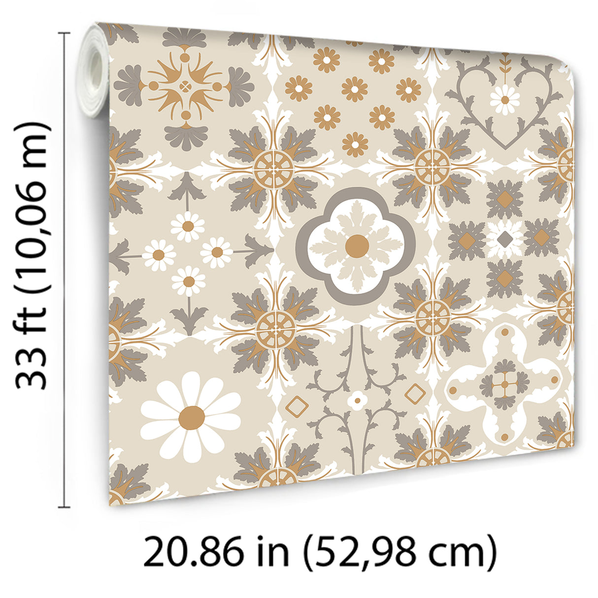 Ceramic Tiles Beige by Veer Decor Mediterranean Tile Wallpaper – Veer Decor 8196-AI2