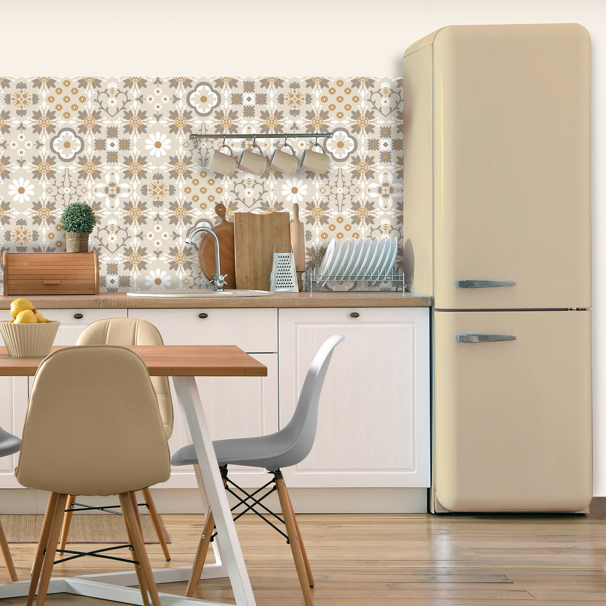 Ceramic Tiles Beige by Veer Decor Mediterranean Tile Wallpaper – Veer Decor 8196-AI2