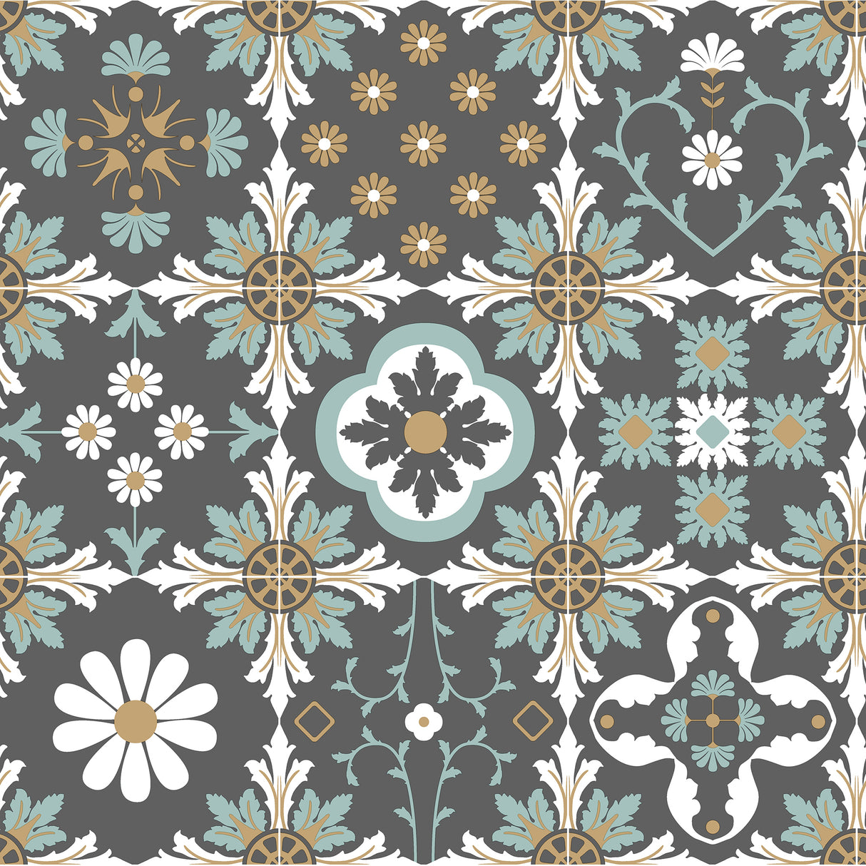 Ceramic Tiles Grey Mediterranean tile wallpaper roll and pattern