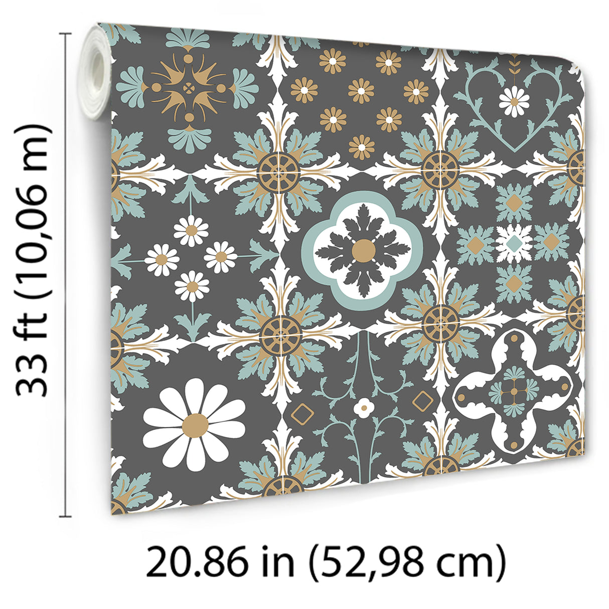 Ceramic Tiles Grey by Veer Decor Mediterranean Tile Wallpaper – Veer Decor 8196-AI3