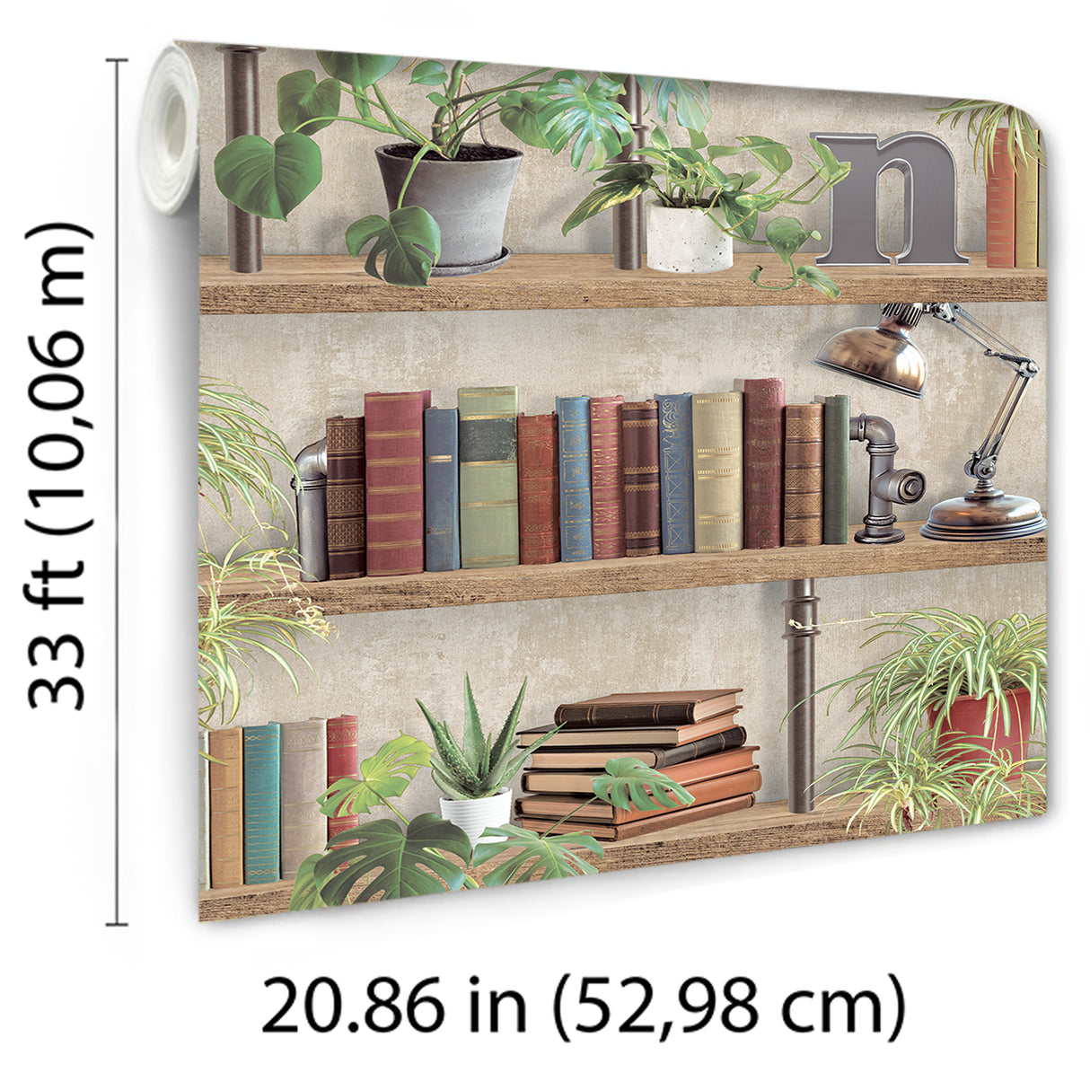 Industrial Book Nook Brown by Veer Decor Novelty Wallpaper – 8196-AK1