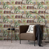 Industrial Book Nook Brown by Veer Decor Novelty Wallpaper – 8196-AK1
