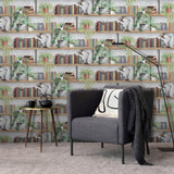 Industrial Book Nook Grey by Veer Decor Novelty Wallpaper – Veer Decor 8196-AK2