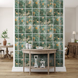 Rose Garden Window Orange by Veer Decor Trompe L'Oeil Floral Wallpaper – Veer Decor 8196-AN3