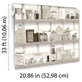 Kitchen Shelf Stories Sepia by Veer Decor Novelty Wallpaper – Veer Decor 8196-AO1