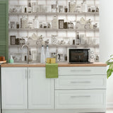 Kitchen Shelf Stories Sepia by Veer Decor Novelty Wallpaper – Veer Decor 8196-AO1