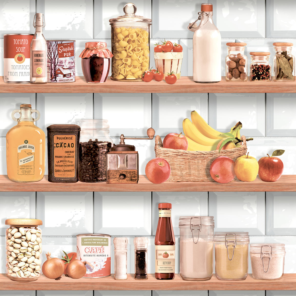 Kitchen Shelf Stories Multi novelty kitchen pantry shelf wallpaper roll 20.86 in x 33 ft