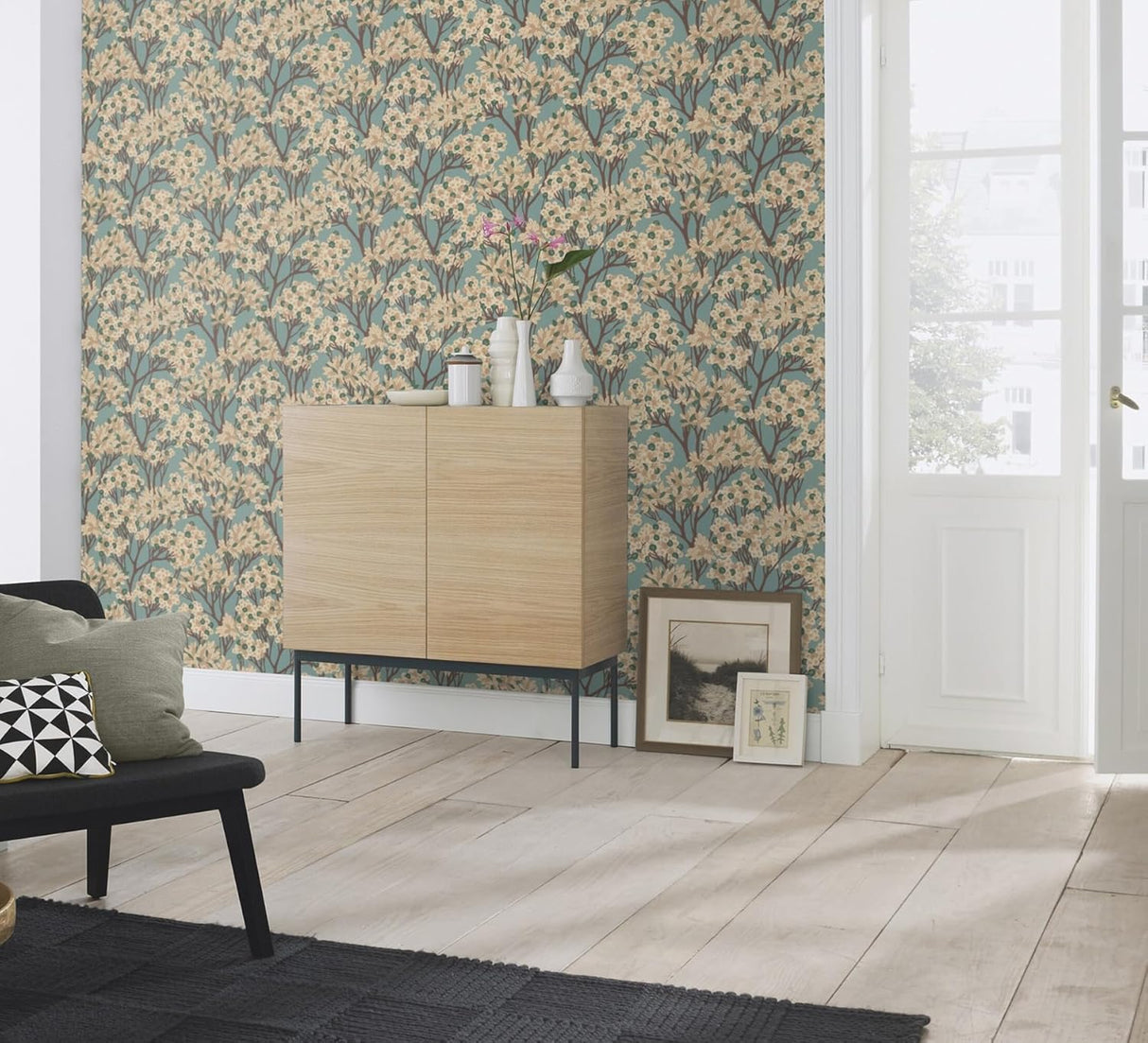 Stickley Sky Blue by Rasch Tree Wallpaper – Brewster Home Fashions RH580013