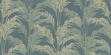 Advantage Rattan Teal Palm wallpaper roll and bathroom room scene