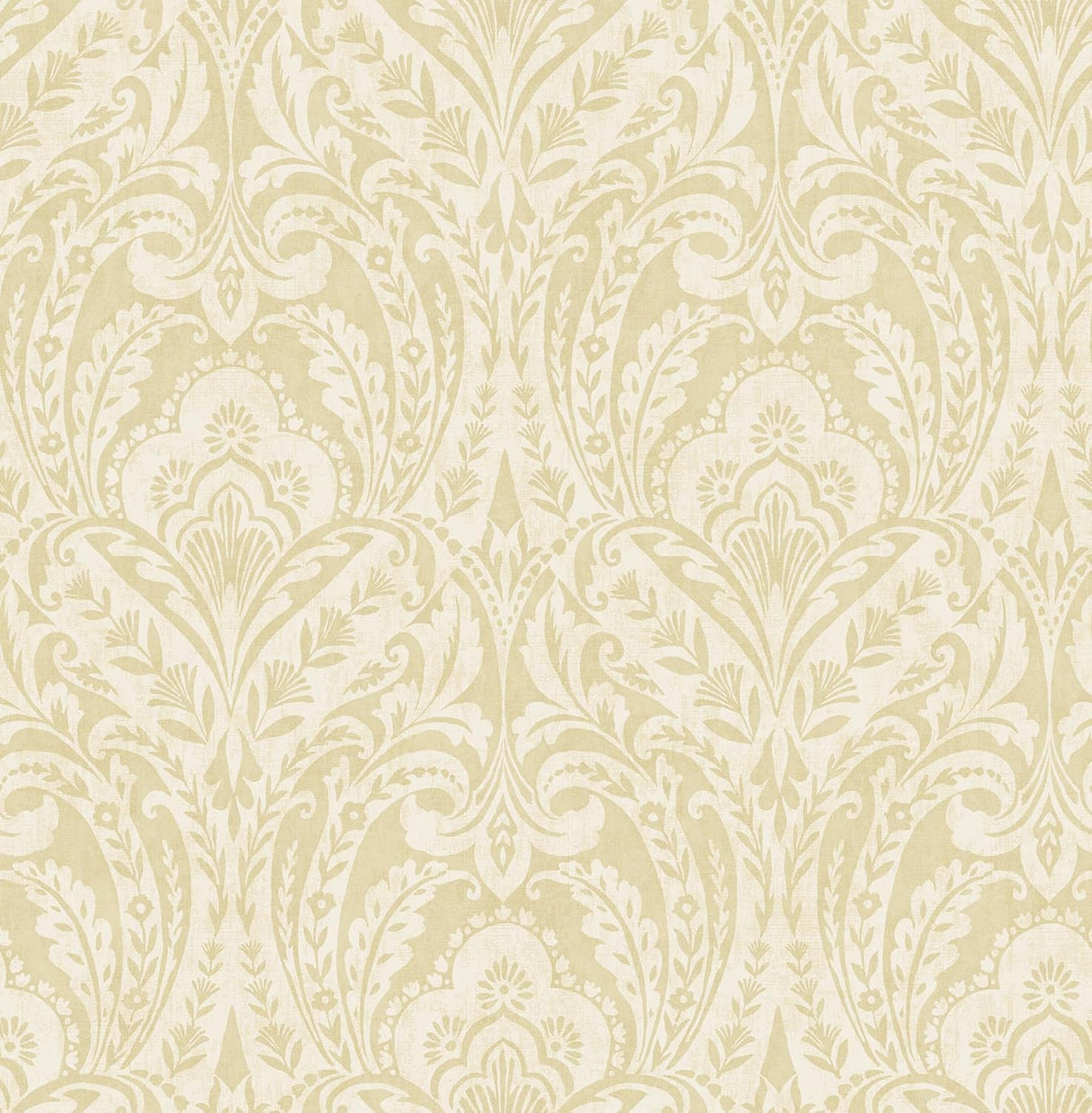 A-Street Prints Berkshire Butter Damask Wallpaper roll with cream and butter yellow ornate damask.