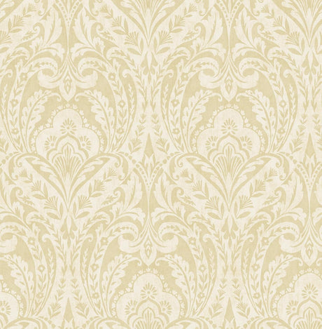 A-Street Prints Berkshire Butter Damask Wallpaper roll with cream and butter yellow ornate damask.