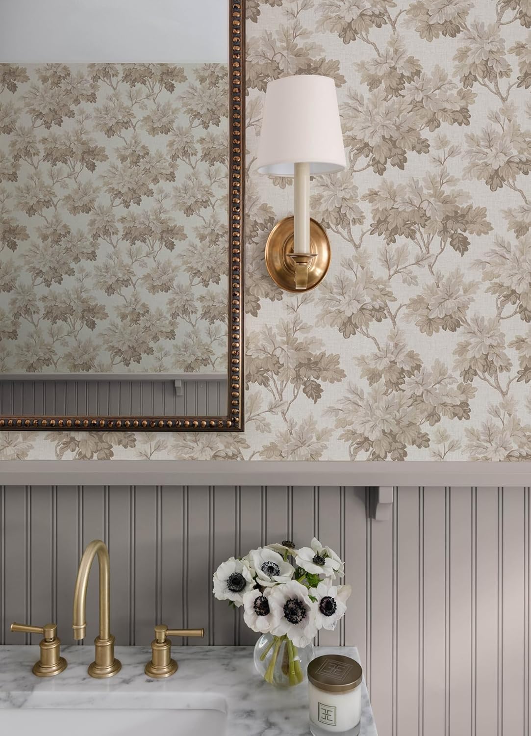 Oakcliff Taupe by Erin Gates Leaf Trail Wallpaper – A-Street Prints AST6356