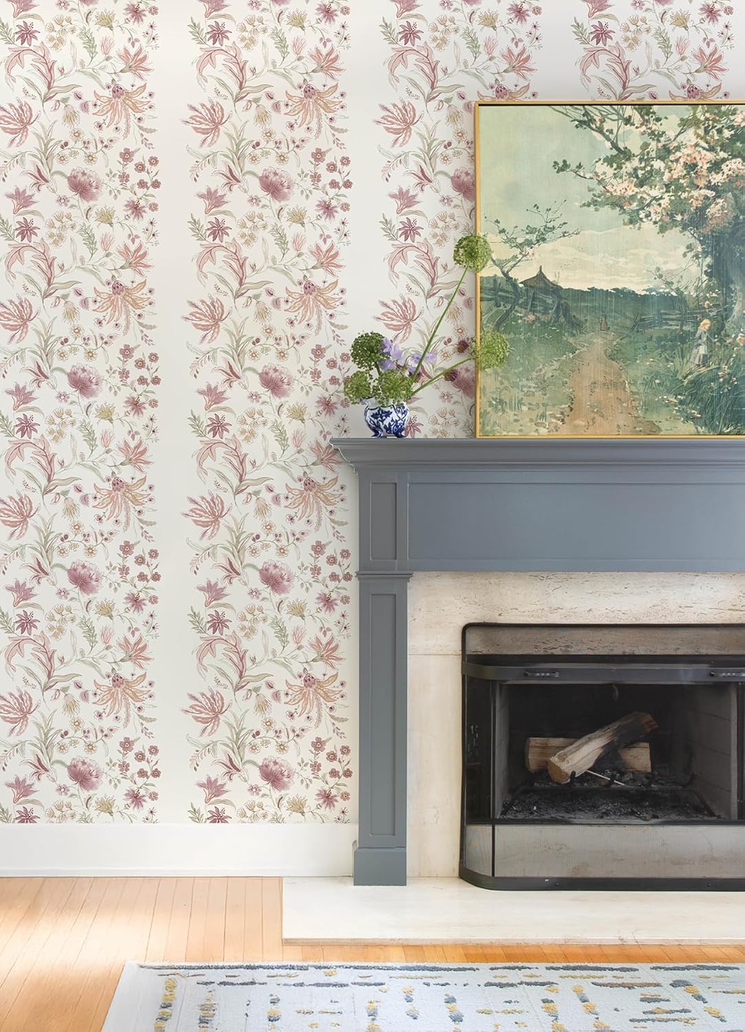 Teonna Light Pink by A-Street Prints Floral Stripe Wallpaper – A-Street Prints 4147-27399