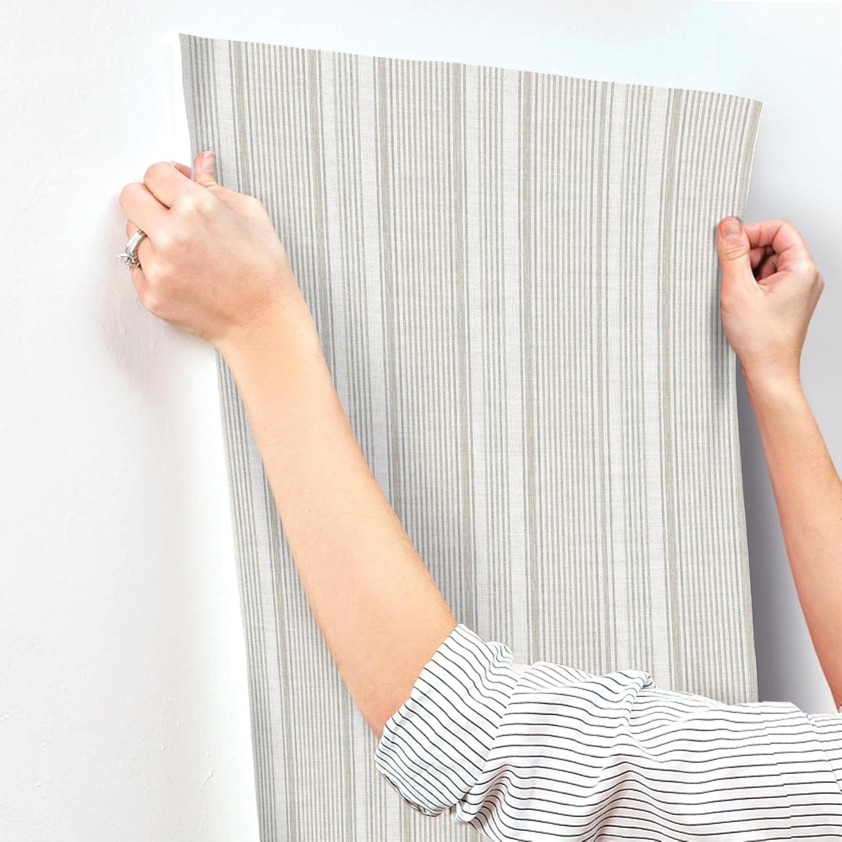 Ayanna Neutral Striped Wallpaper by A-Street Prints Non Woven Sidewalls – A-Street Prints 4147-27394